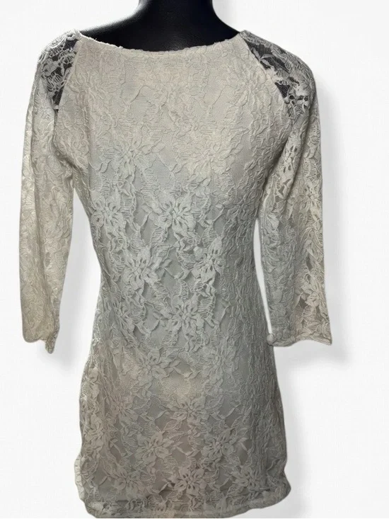 Abercrombie & Fitch Cream Lace Long-Sleeve Scoop Dress - Picture 3 of 6